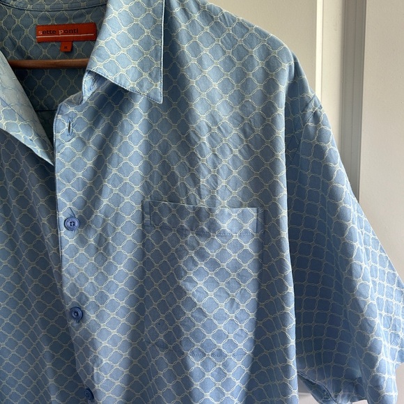 GUC size XL Sette Ponti Blue Patterned Men's Silk blend shirt. Button up. - Picture 2 of 10